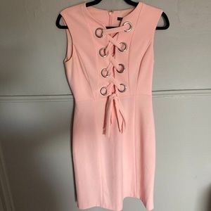 Tommy Hilfiger Pink Lace Up Midi Dress